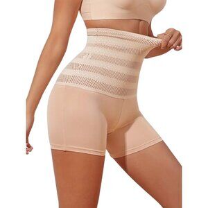 High Waist Seamless Tummy Control Shapewear Panties Beige Polyester Size XXL (8)